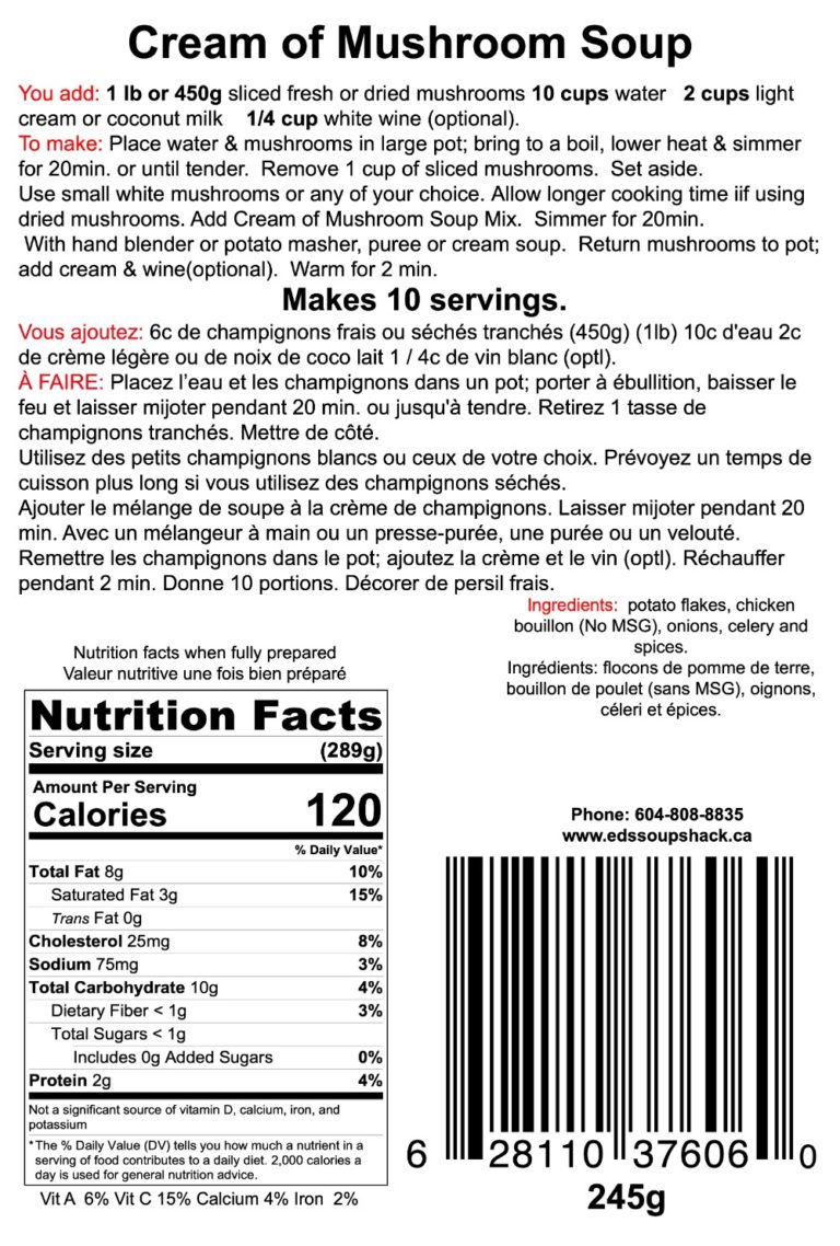 Cream of Mushroom Soup Ed's Soup Shack